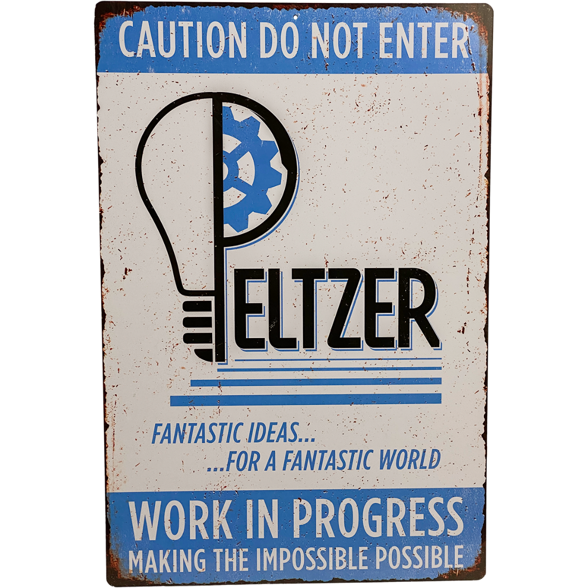 Gremlins Peltzer Workshop Metal Sign product image 1, provided for visual reference and product detail review