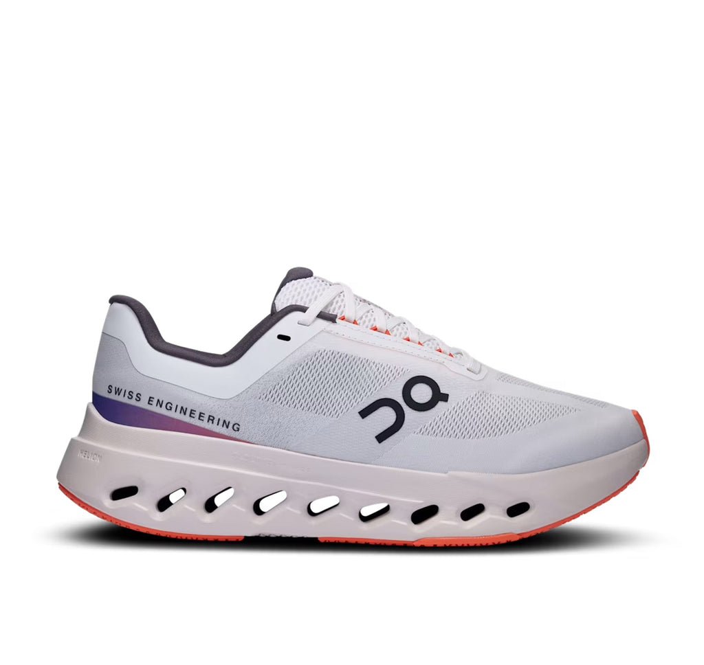 On Women Cloudsurfer Next White/Flame Running Shoes product image 1, provided for visual reference and product detail review