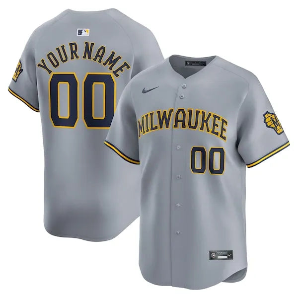 Custom Milwaukee Brewers Away Jersey - Grey product image 1