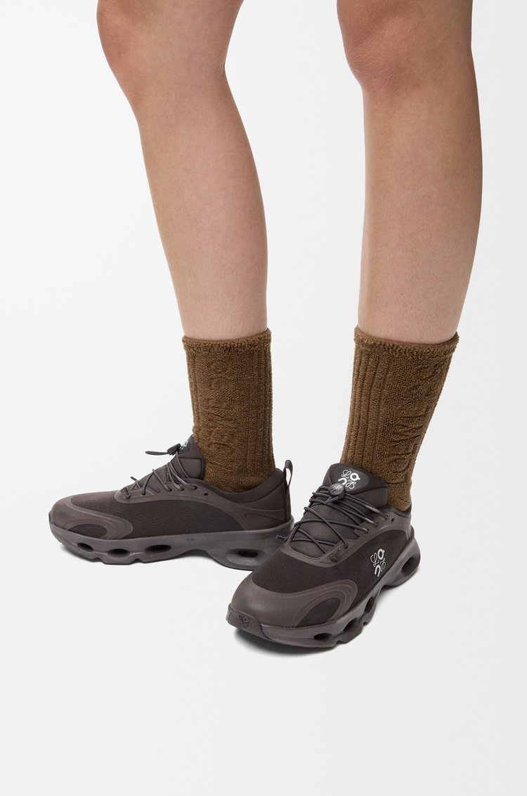 LOEWE x On Cloudsolo Dark Brown Black Lifestyle Sneakers product image 3, provided for visual reference and product detail