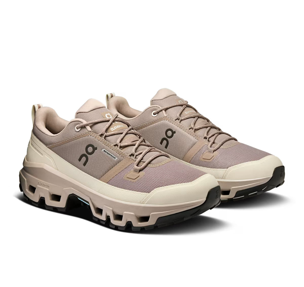 On Men Cloudrock Low Waterproof Cinder/Fog Hiking Shoes product image 2, provided for visual reference and product detail