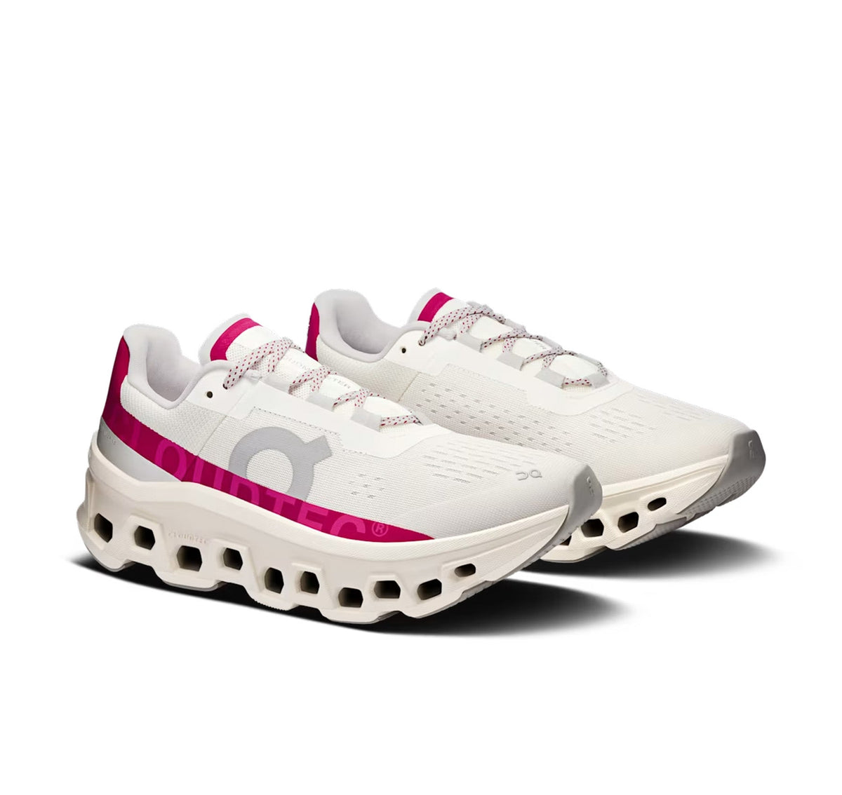 On Women Cloudmonster Ivory/Grenadine Running Shoes product image 2, provided for visual reference and product detail review