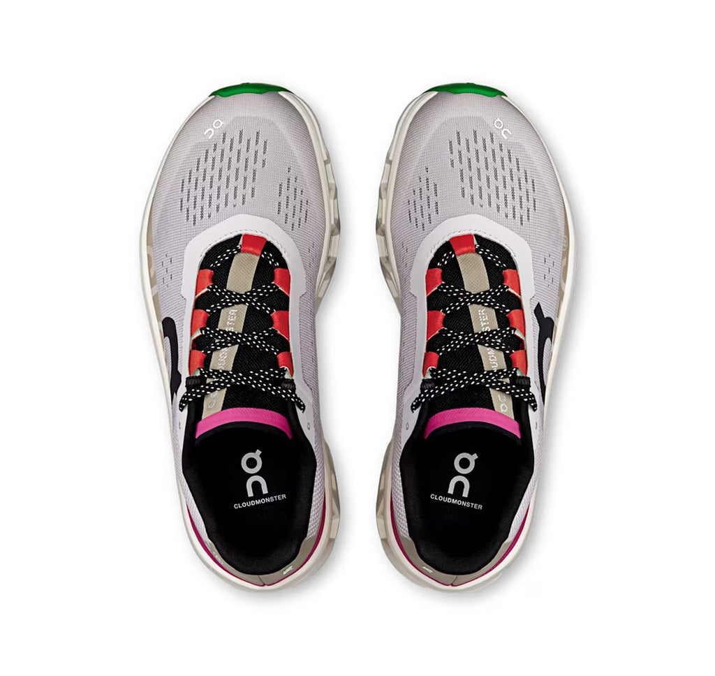 On Women Cloudmonster Silver/Ivory Running Shoes product image 3, provided for visual reference and product detail review