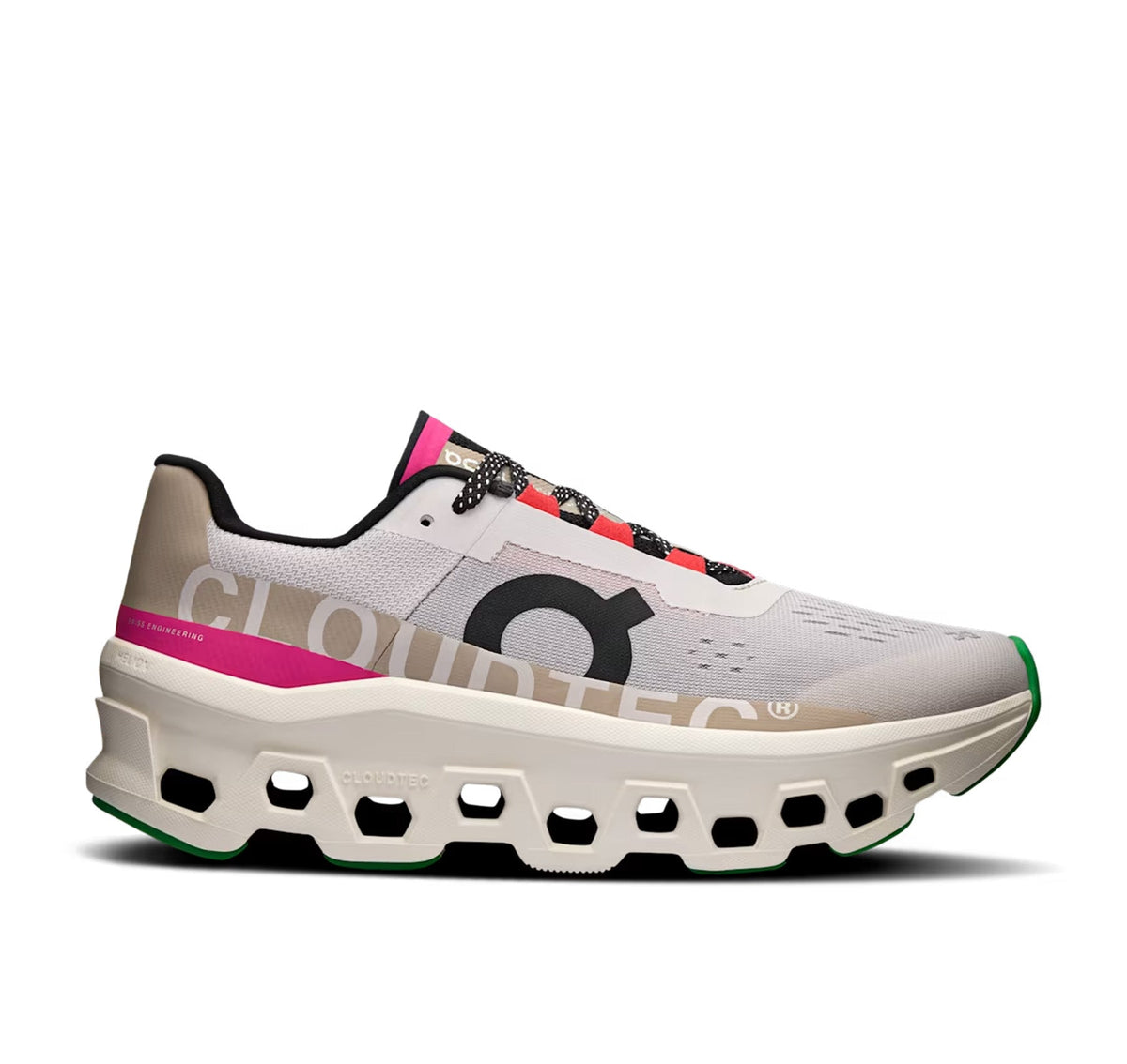 On Women Cloudmonster Silver/Ivory Running Shoes product image 1, provided for visual reference and product detail review