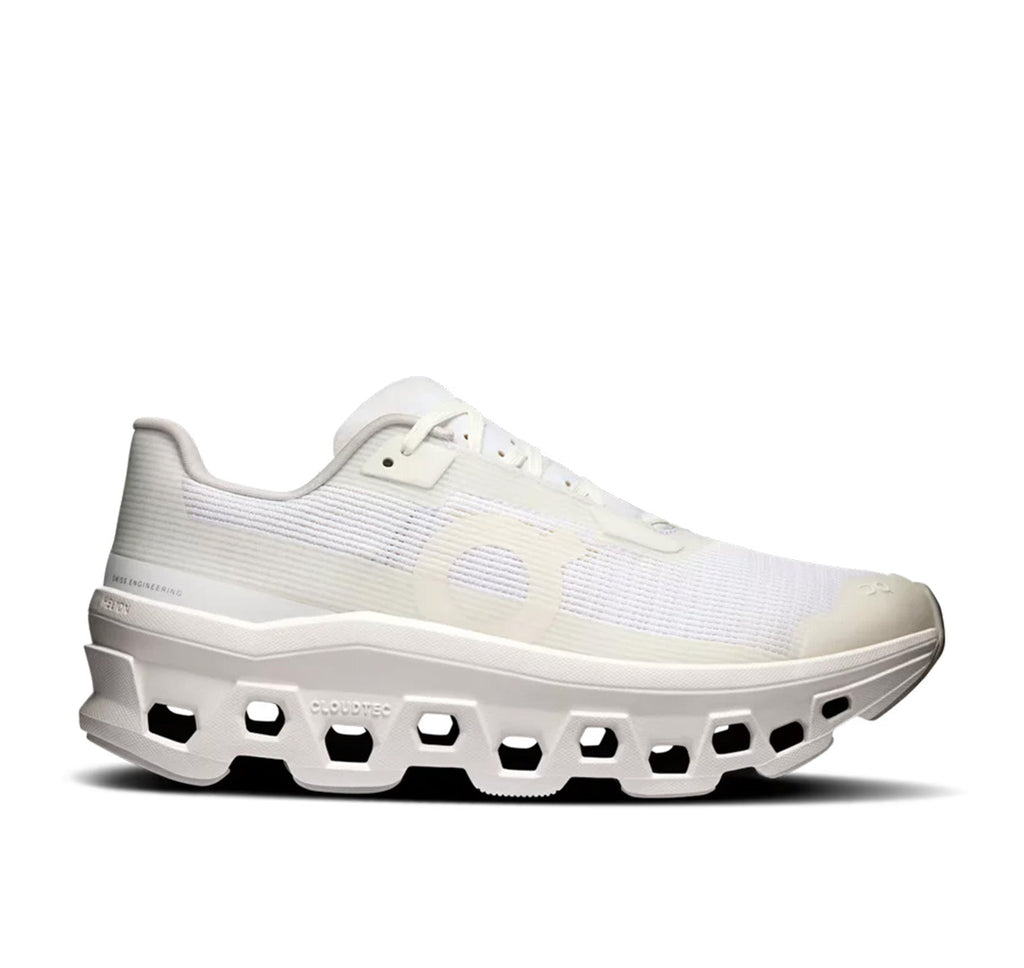 On Men Cloudmonster Void White Running Shoes product image 1, provided for visual reference and product detail review