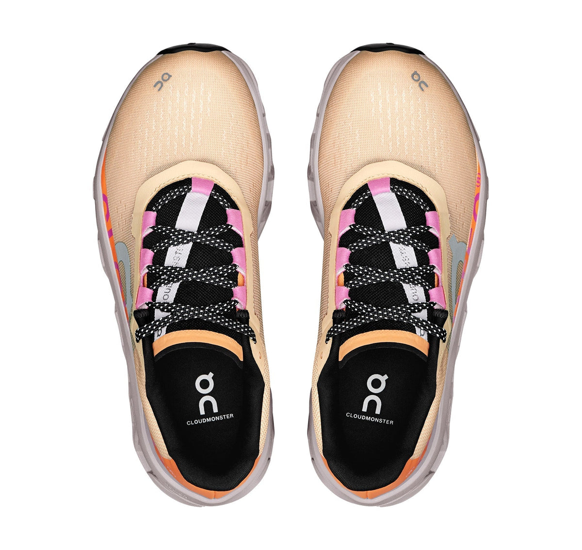 On Women Cloudmonster Orange/Grey Running Shoes product image 3, provided for visual reference and product detail review