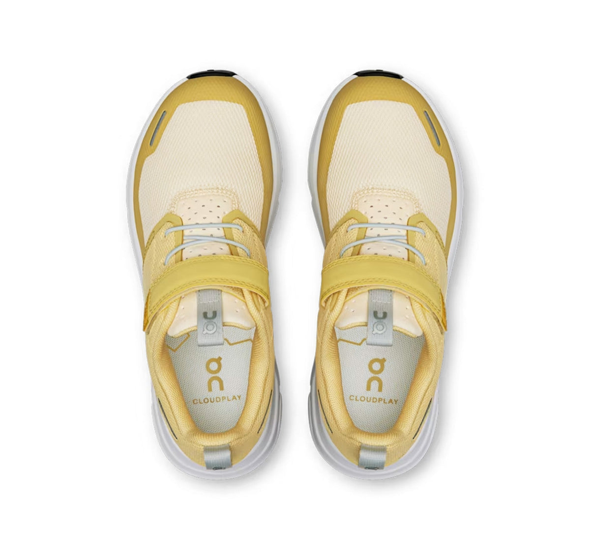 On Little Kids' Cloud Play Citrine/White Athletic Shoes product image 3, provided for visual reference and product detail
