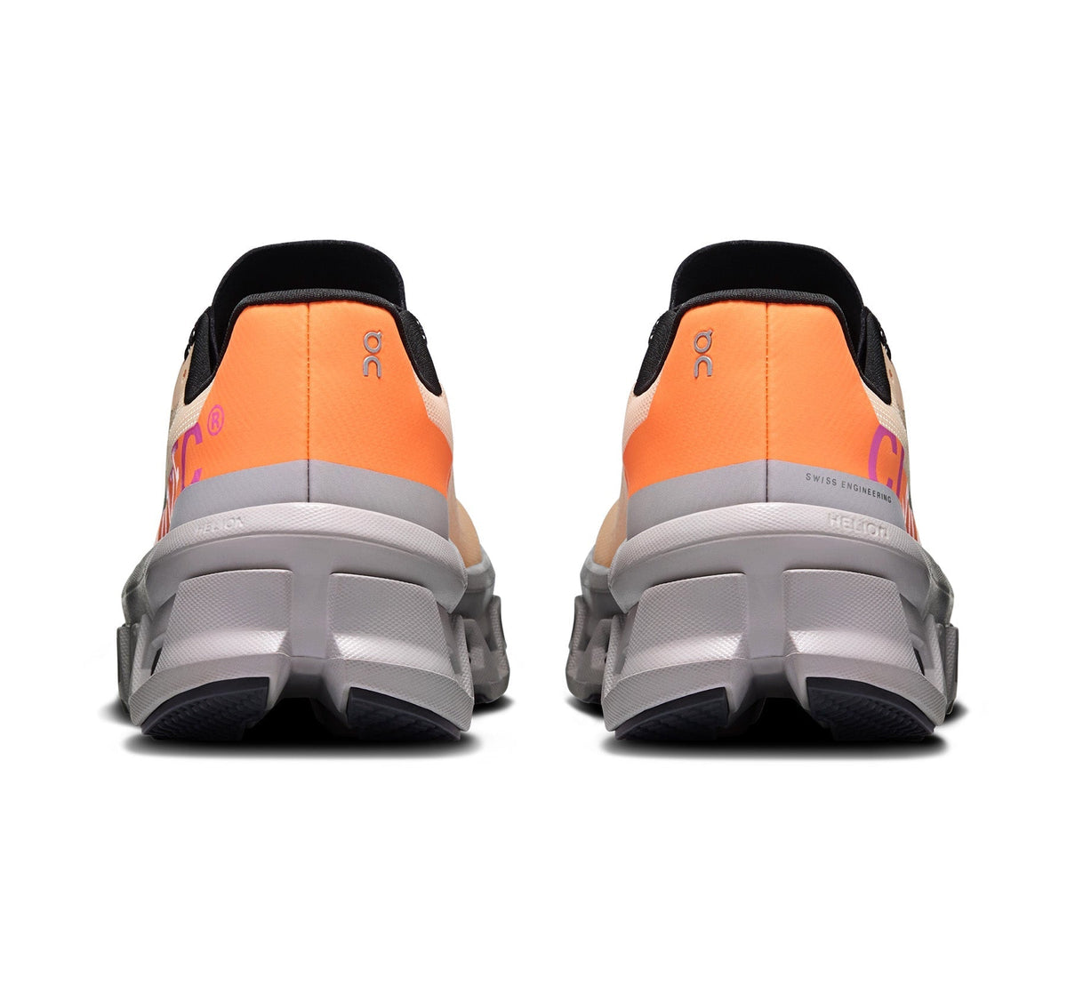 On Women Cloudmonster Orange/Grey Running Shoes product image 5, provided for visual reference and product detail review