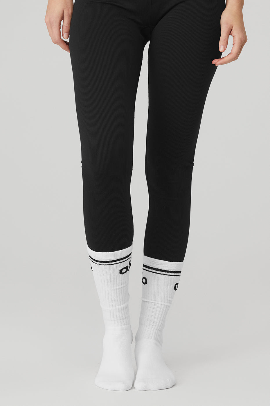 Throwback Barre Sock - White/Black for Women product image 2, provided for visual reference and product detail review