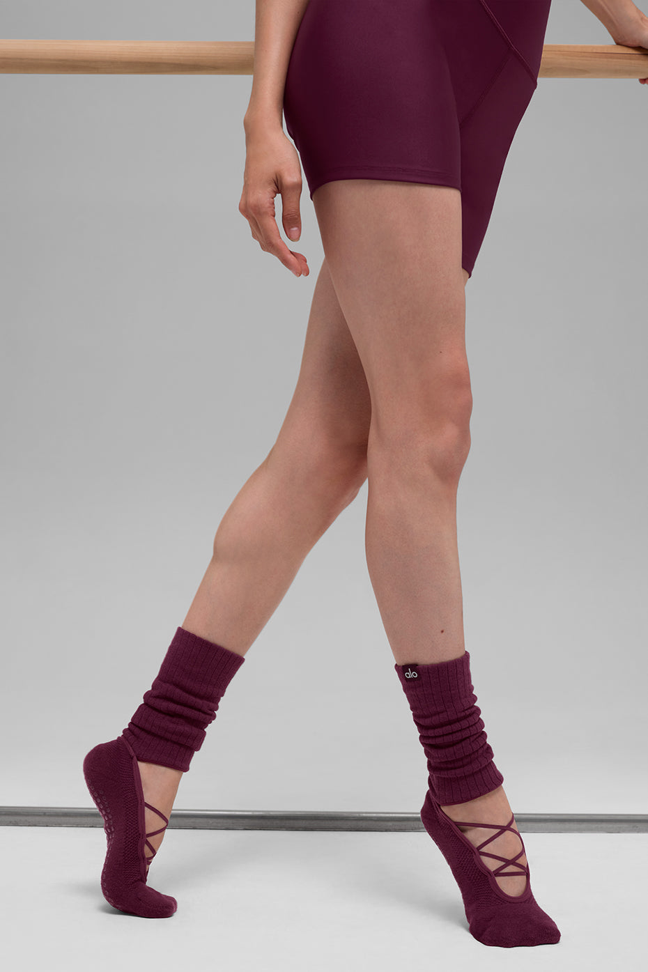 Strappy Siren Grip Sock - Burgundy for Women product image 2, provided for visual reference and product detail review
