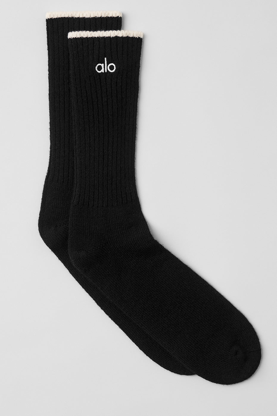 Unisex Wool Cashmere Light Frosted Sock - Black/Ivory product image 1, provided for visual reference and product detail