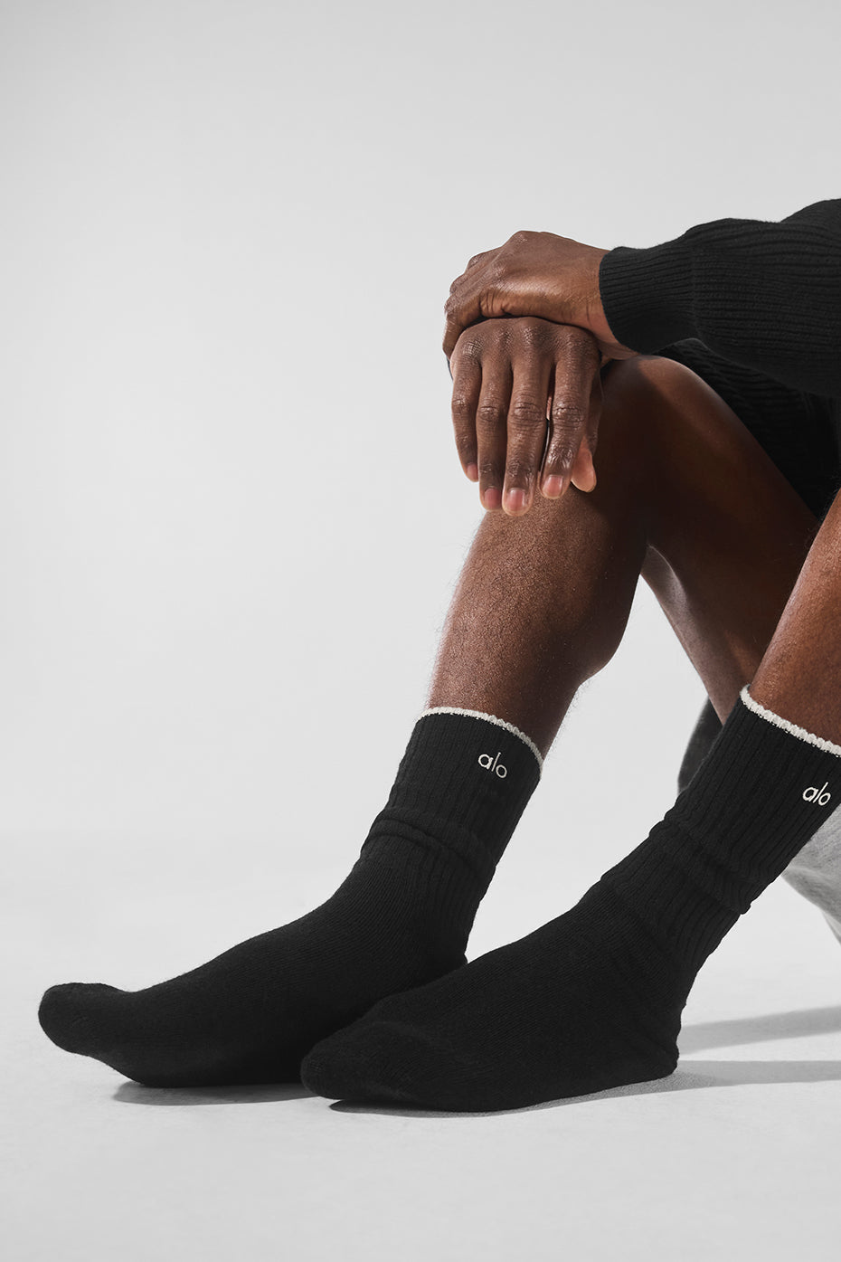 Unisex Wool Cashmere Light Frosted Sock - Black/Ivory product image 3, provided for visual reference and product detail