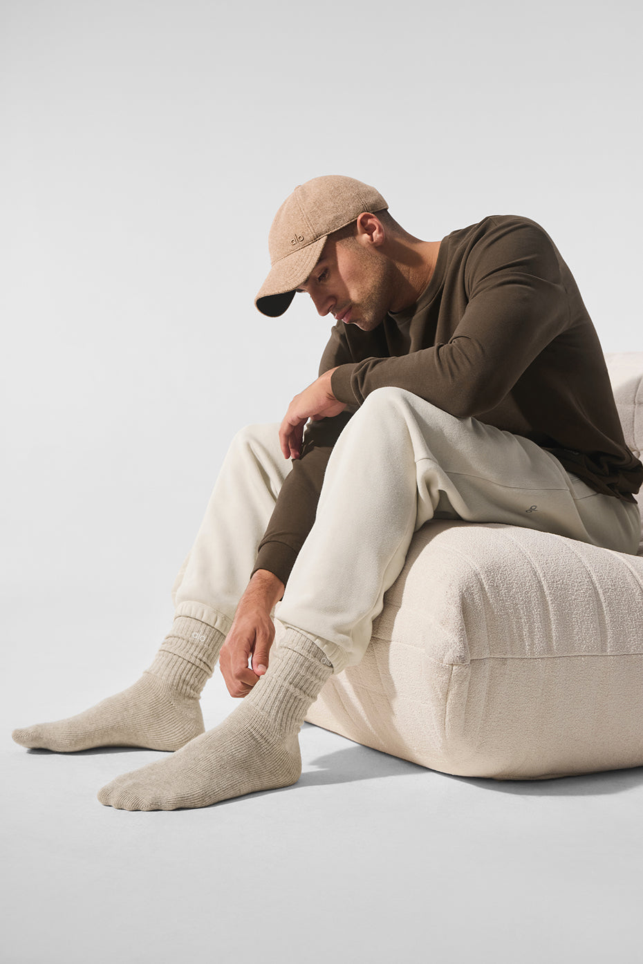 Unisex Wool Cashmere Light Frosted Sock - Winter Latte/Ivory product image 4, provided for visual reference and product