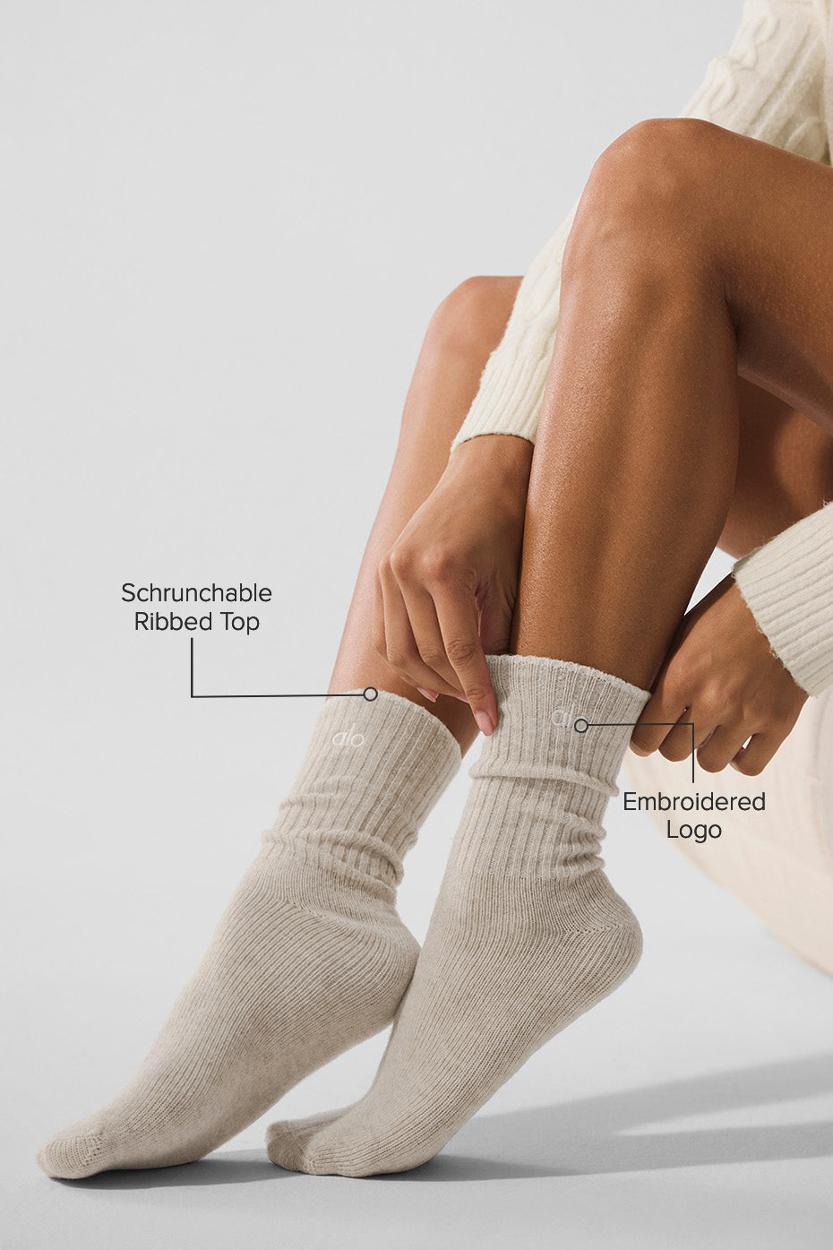Unisex Wool Cashmere Light Frosted Sock - Winter Latte/Ivory product image 2, provided for visual reference and product
