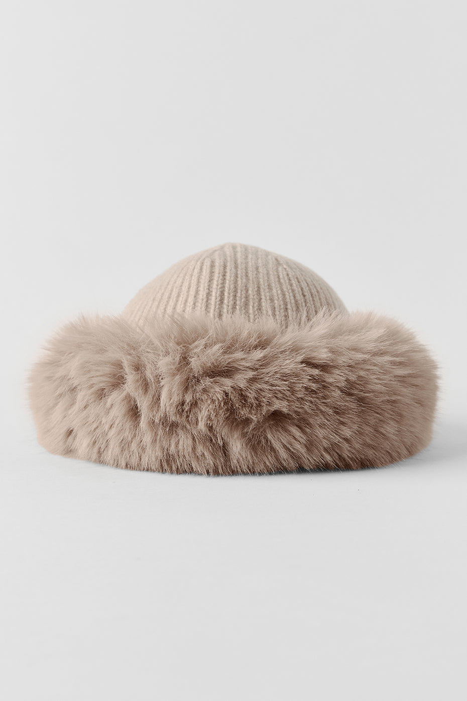 Courchevel Cashmere Faux Fur Beanie - Oat Heather product image 2, provided for visual reference and product detail review