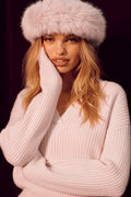 Courchevel Cashmere Faux Fur Beanie - Frosted Pink product image 1, provided for visual reference and product detail review