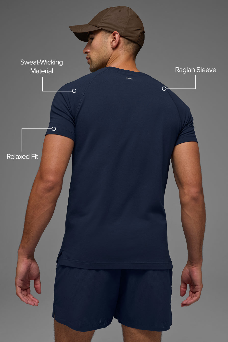 ALO Vapor Crewneck Short Sleeve - Navy product image 2, provided for visual reference and product detail review