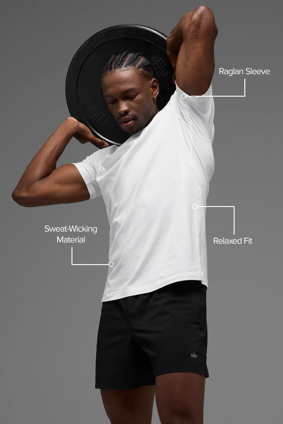 ALO Vapor Crewneck Short Sleeve - White product image 2, provided for visual reference and product detail review