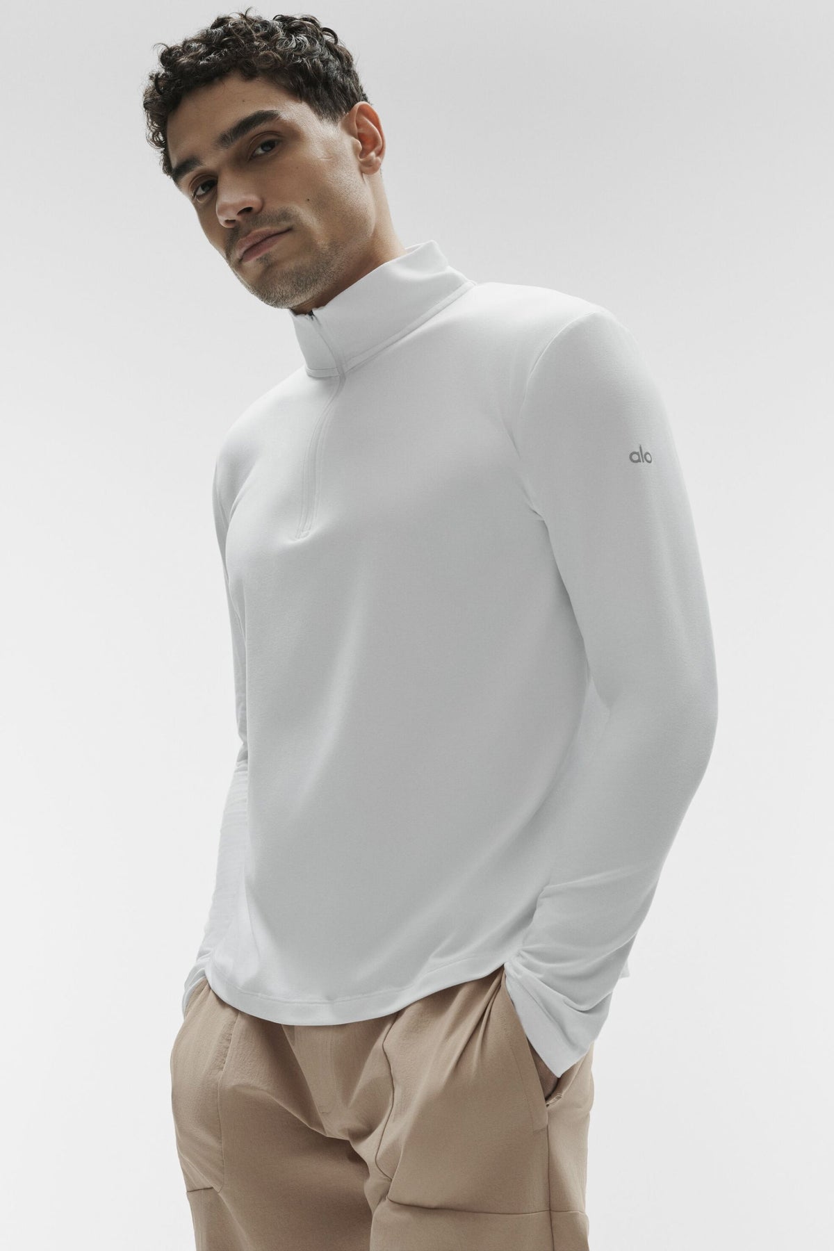 Conquer 1/4 Zip Reform Long Sleeve - White product image 3, provided for visual reference and product detail review