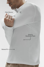 Conquer 1/4 Zip Reform Long Sleeve - White product image 2, provided for visual reference and product detail review