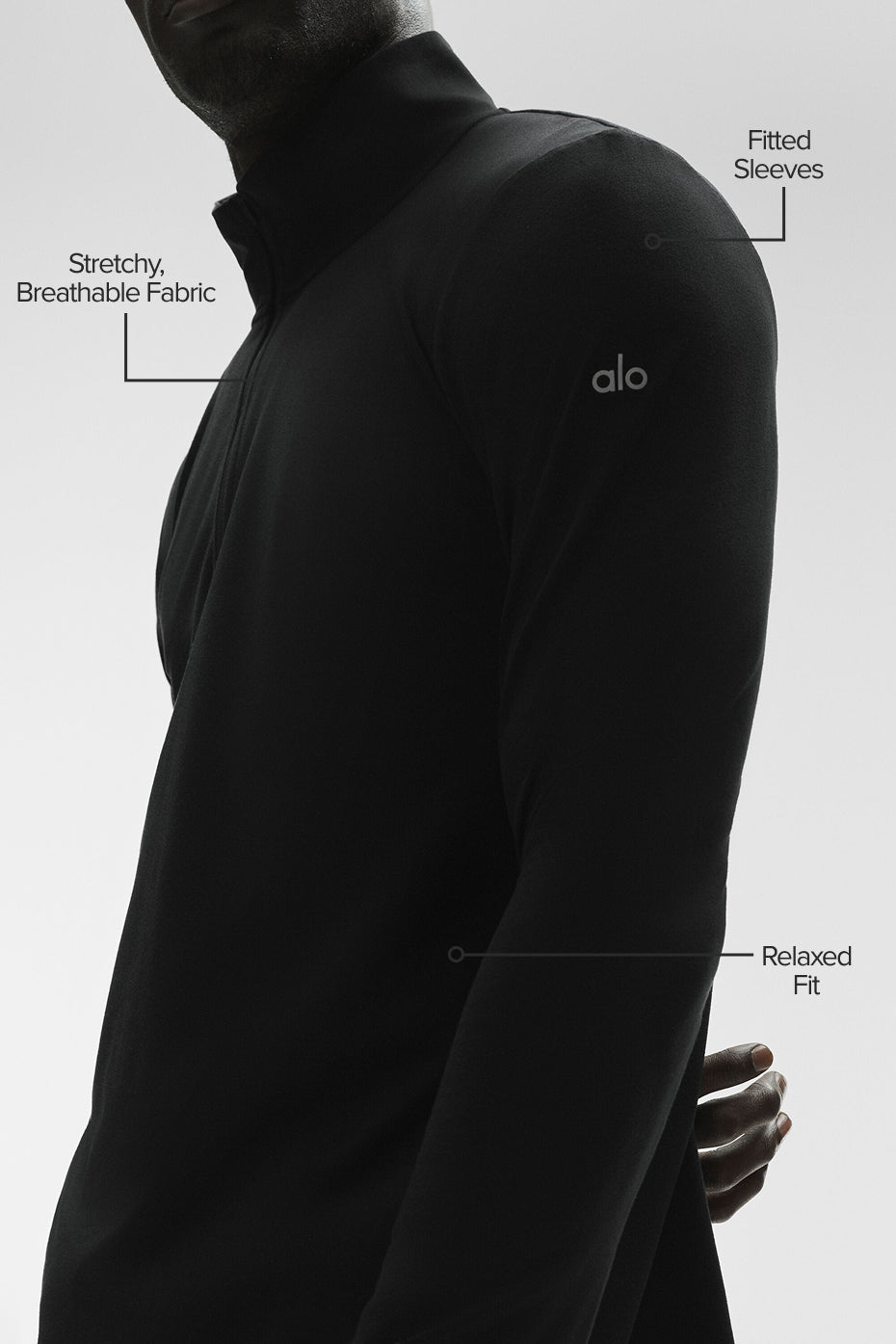 Conquer 1/4 Zip Reform Long Sleeve - Black product image 2, provided for visual reference and product detail review