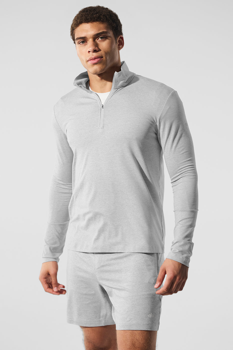 Conquer 1/4 Zip Reform Long Sleeve - Athletic Heather Grey product image 3, provided for visual reference and product detail