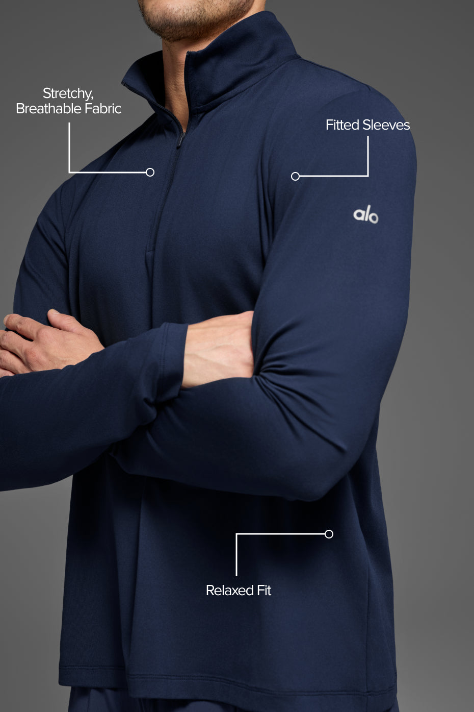 Conquer 1/4 Zip Reform Long Sleeve - Navy product image 2, provided for visual reference and product detail review