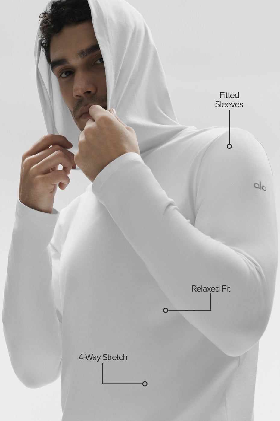 Conquer Reform Long Sleeve With Hood - White product image 2, provided for visual reference and product detail review