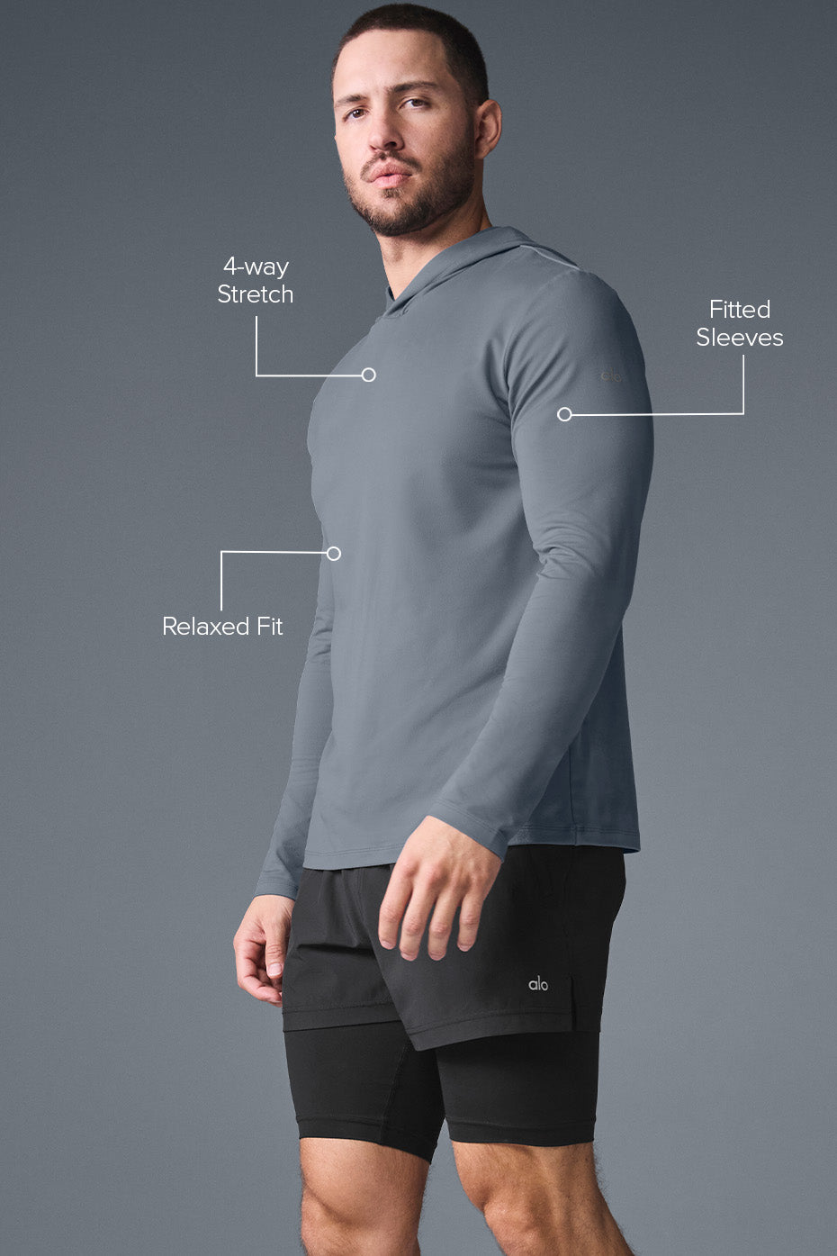 Conquer Reform Long Sleeve With Hood - Steel Grey product image 2, provided for visual reference and product detail review