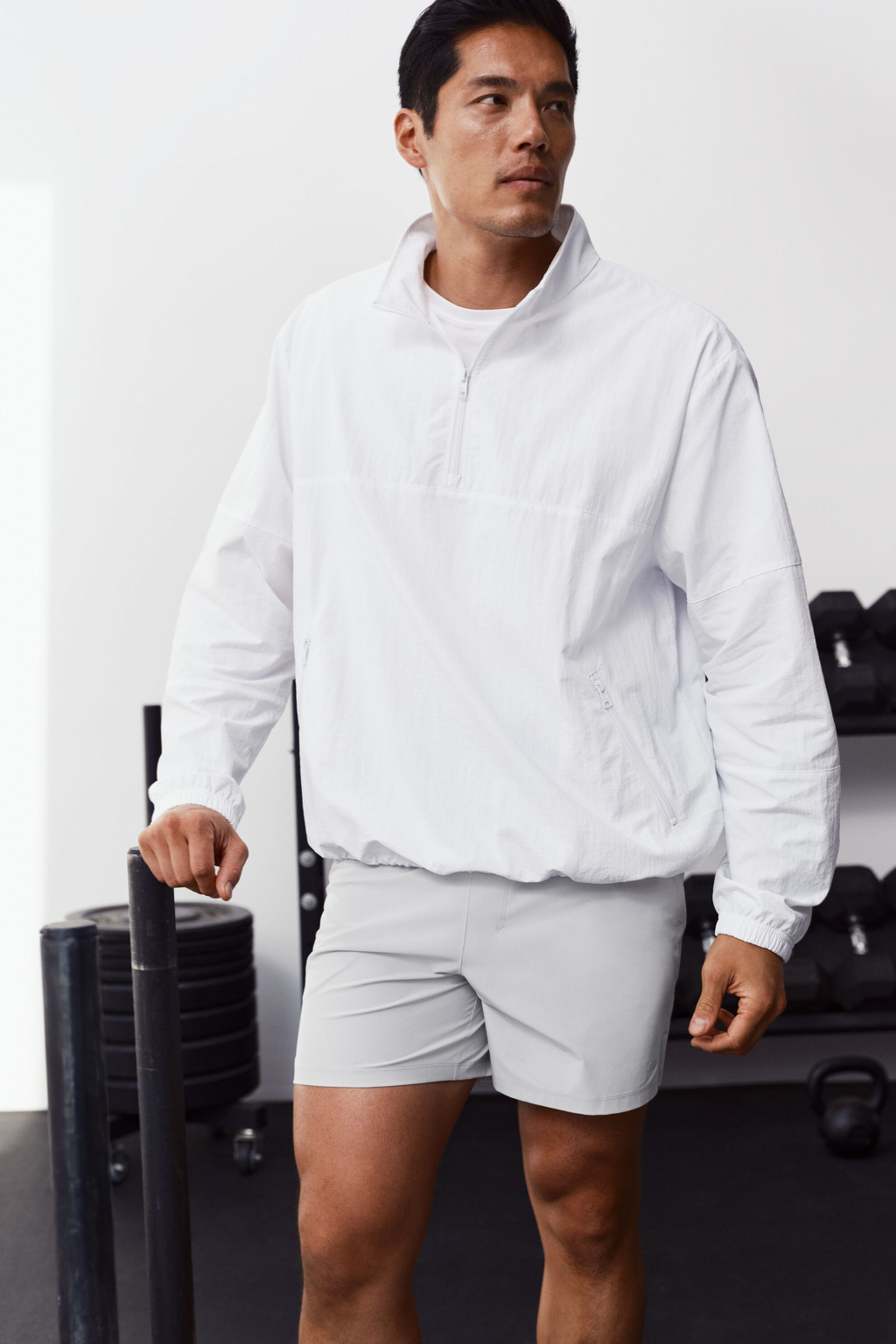 Light Weight Takeaway Track Pullover - White product image 1, provided for visual reference and product detail review