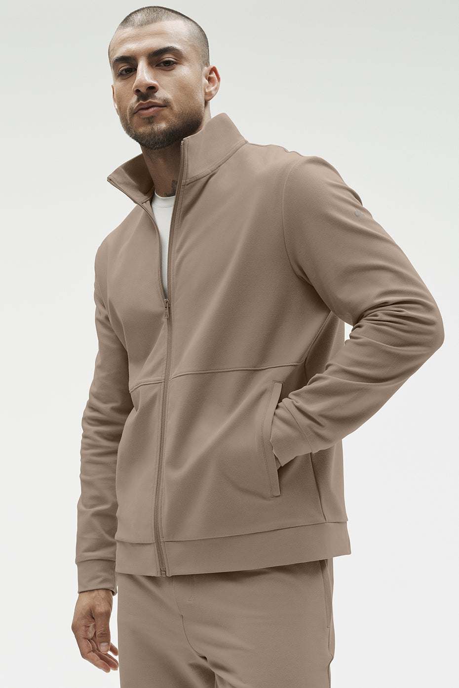 Conquer Max Mock Neck Full Zip - Gravel product image 1, provided for visual reference and product detail review