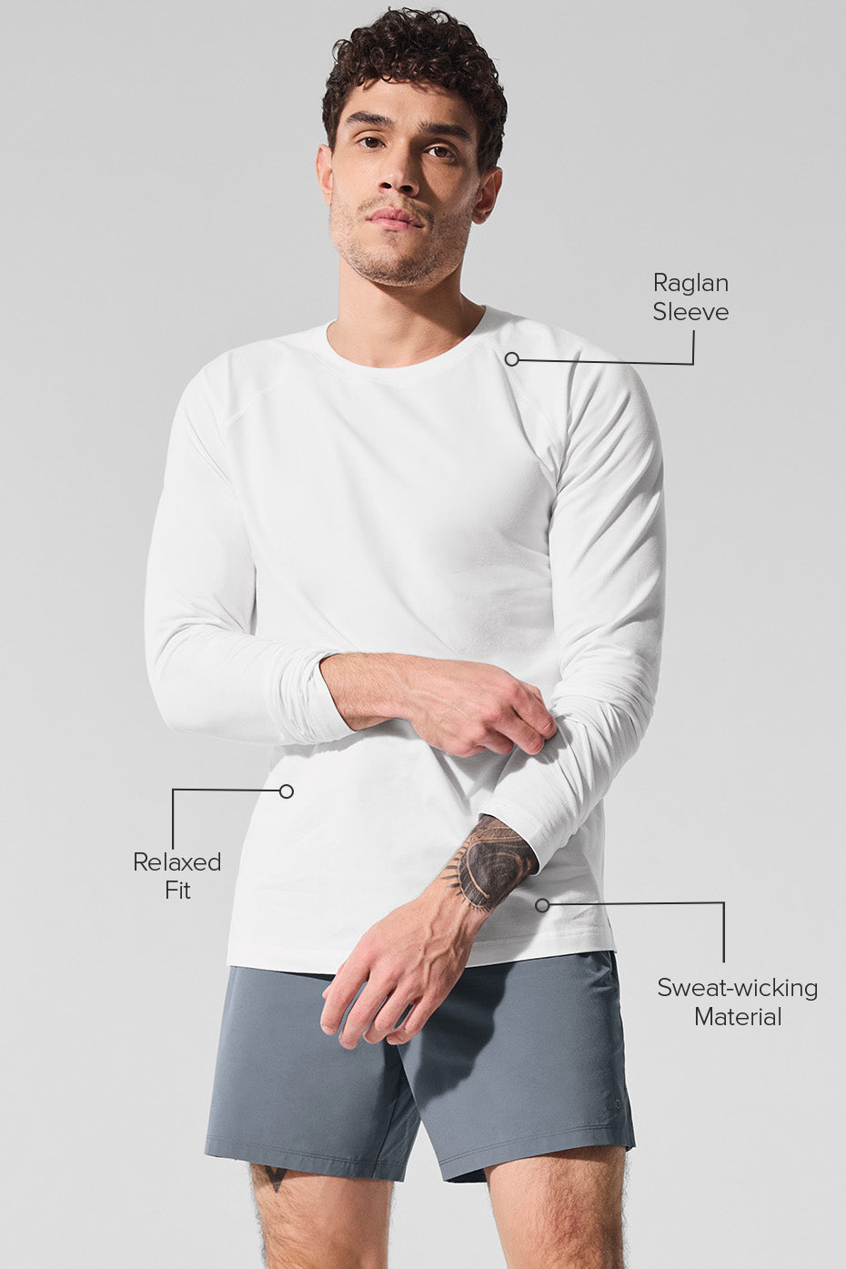 ALO Vapor Crewneck Long Sleeve - White product image 2, provided for visual reference and product detail review