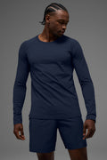 ALO Vapor Crewneck Long Sleeve - Navy product image 1, provided for visual reference and product detail review