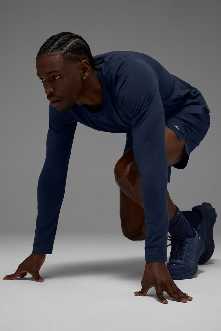 ALO Vapor Crewneck Long Sleeve - Navy product image 3, provided for visual reference and product detail review