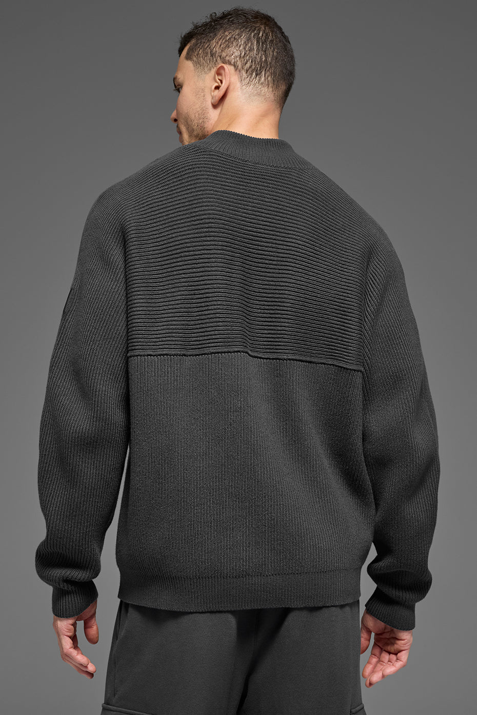 Domain Shift Rib Knit 1/4 Zip Sweater - Anthracite product image 4, provided for visual reference and product detail review