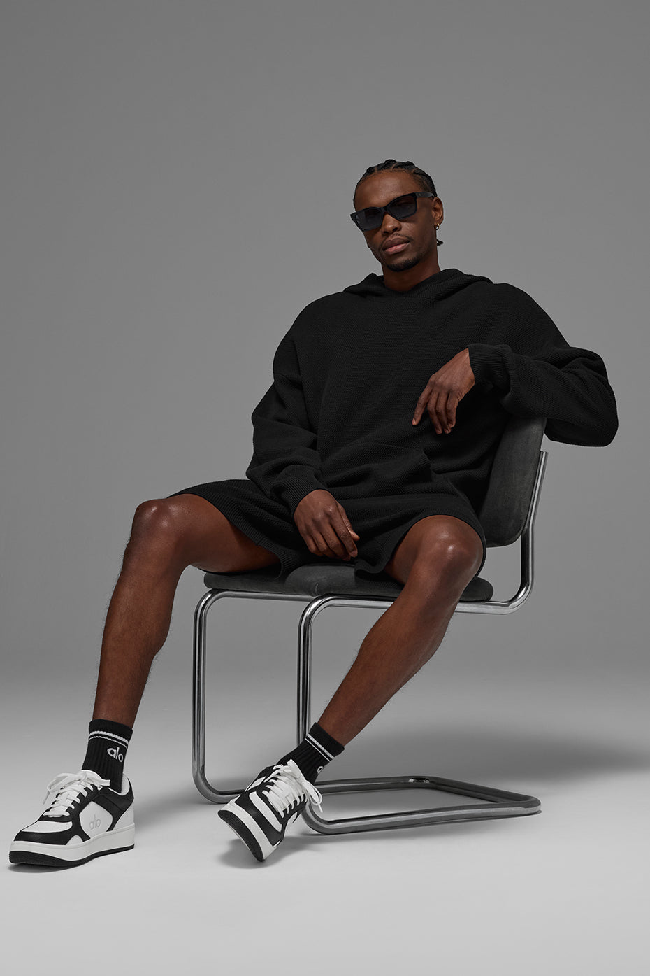 Sports Club Sweater Knit Hoodie - Black product image 5, provided for visual reference and product detail review