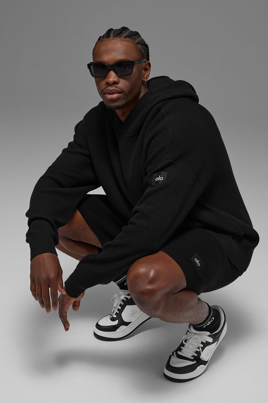 Sports Club Sweater Knit Hoodie - Black product image 4, provided for visual reference and product detail review