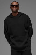 Sports Club Sweater Knit Hoodie - Black product image 1, provided for visual reference and product detail review