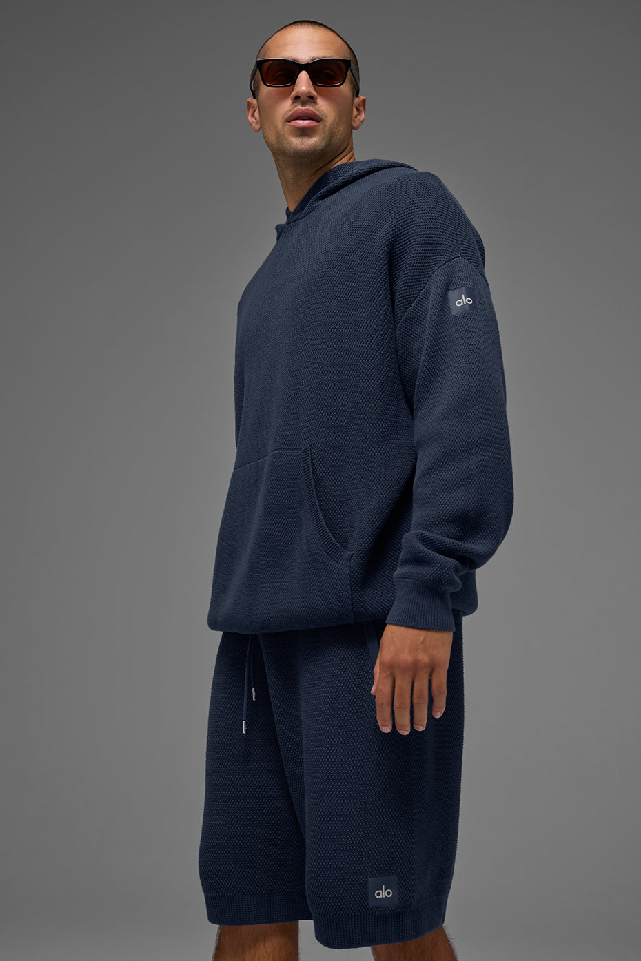 Sports Club Sweater Knit Hoodie - Navy product image 3, provided for visual reference and product detail review