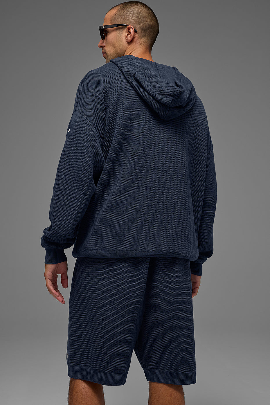 Sports Club Sweater Knit Hoodie - Navy product image 4, provided for visual reference and product detail review