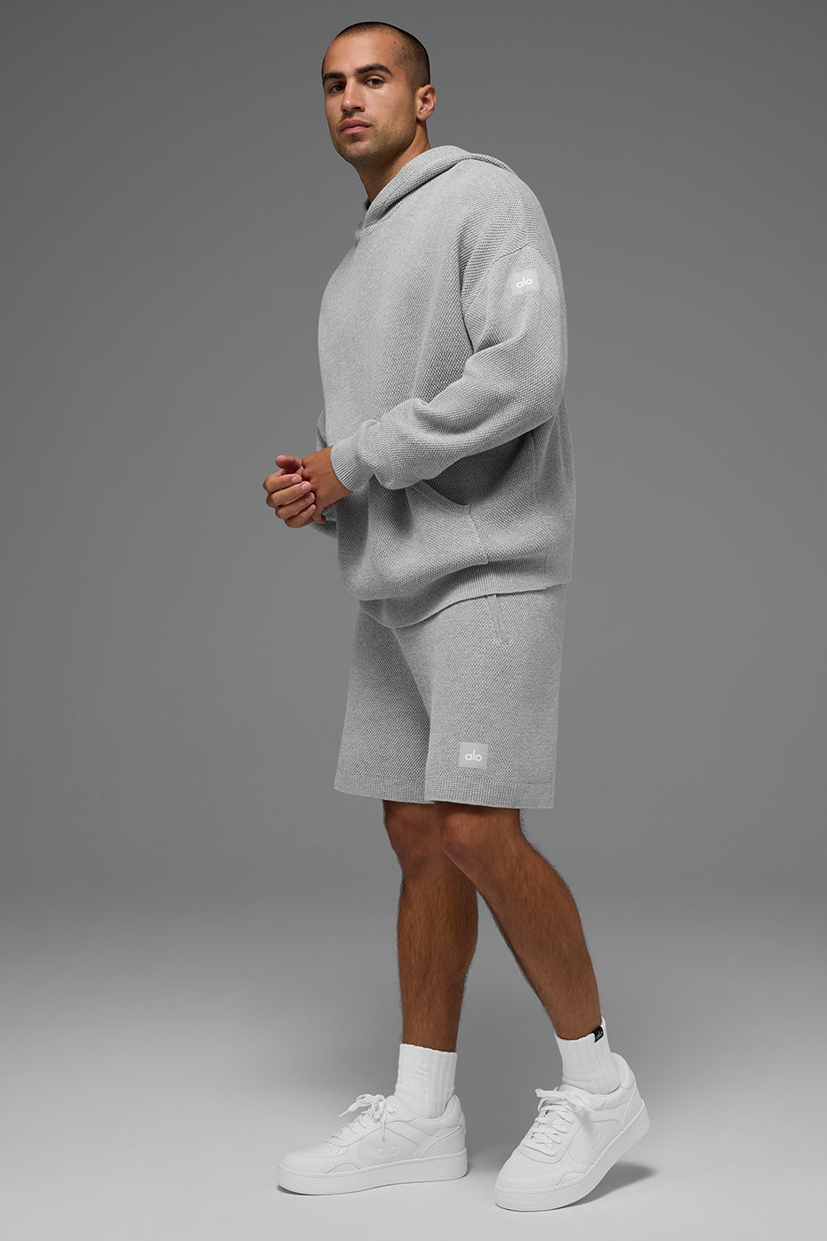 Sports Club Sweater Knit Hoodie - Athletic Heather Grey product image 4, provided for visual reference and product detail