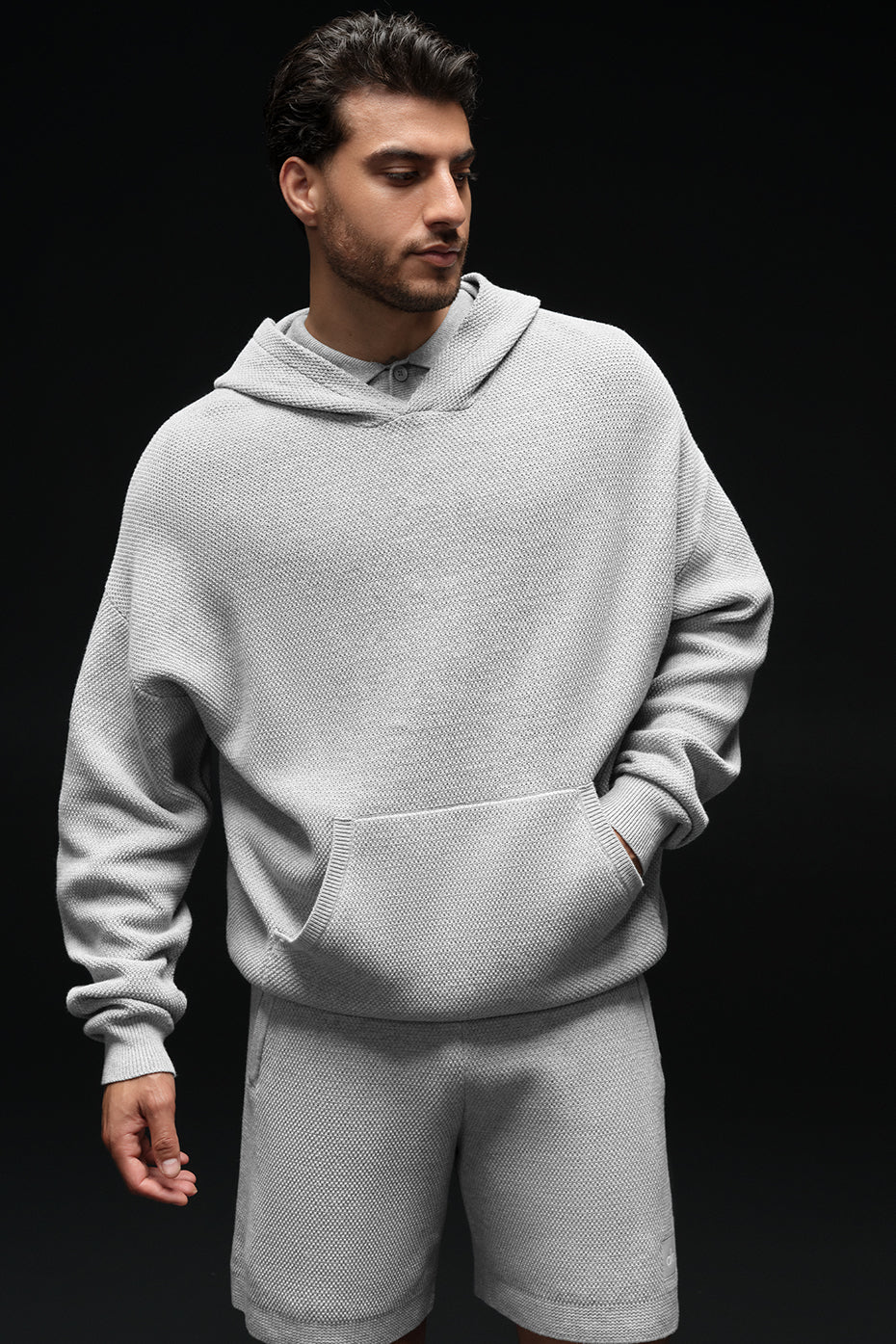 Sports Club Sweater Knit Hoodie - Athletic Heather Grey product image 5, provided for visual reference and product detail