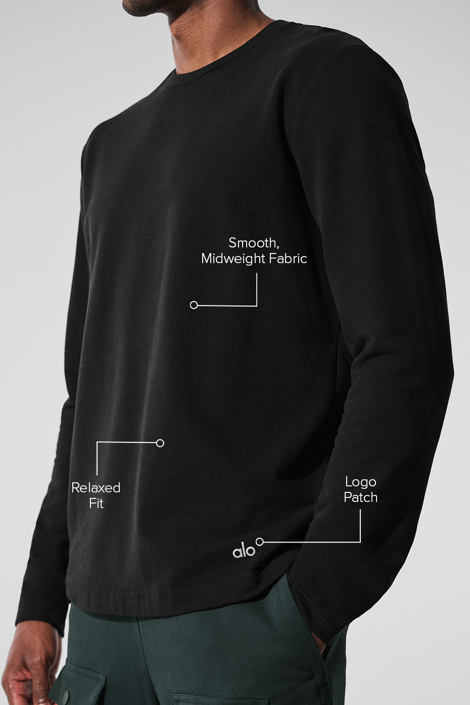 Double Take Long Sleeve Crew - Black product image 2, provided for visual reference and product detail review