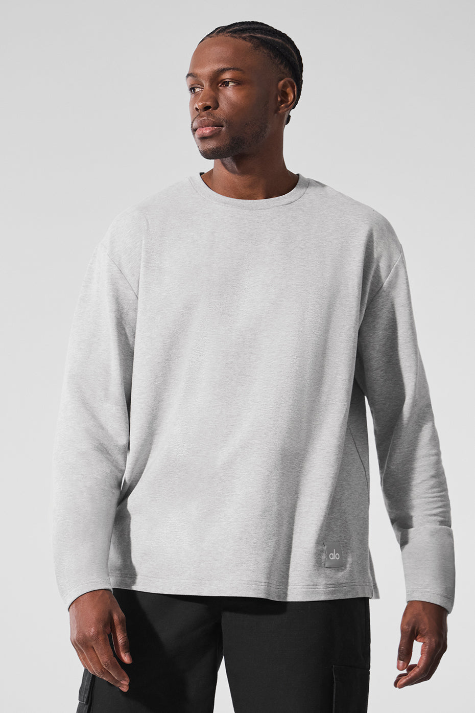 Double Take Long Sleeve Crew - Athletic Heather Grey product image 4, provided for visual reference and product detail review