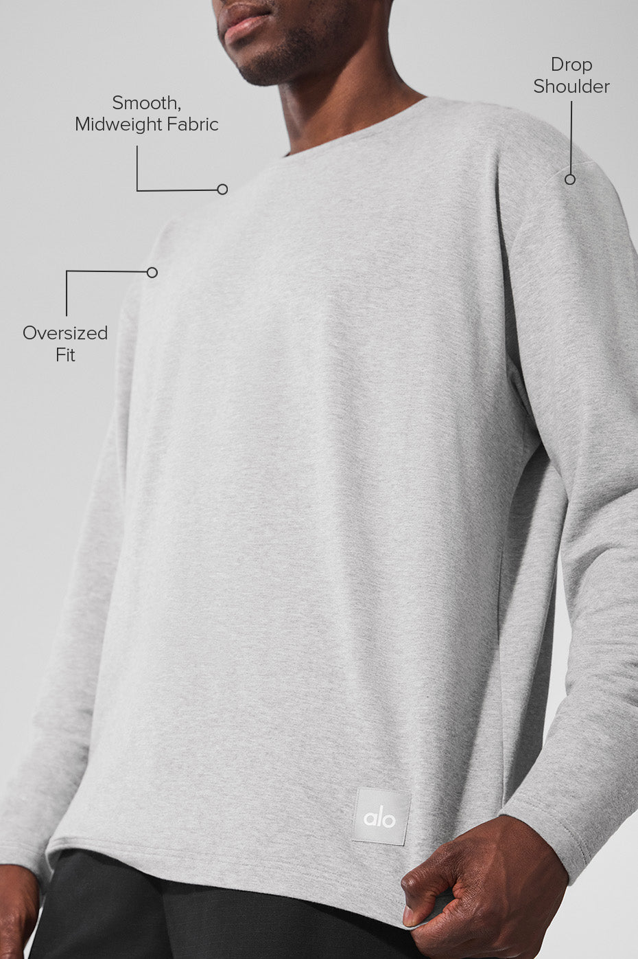 Double Take Long Sleeve Crew - Athletic Heather Grey product image 2, provided for visual reference and product detail review
