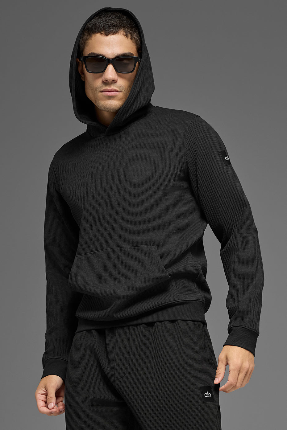 Waffle Lounge Hoodie - Black product image 1, provided for visual reference and product detail review