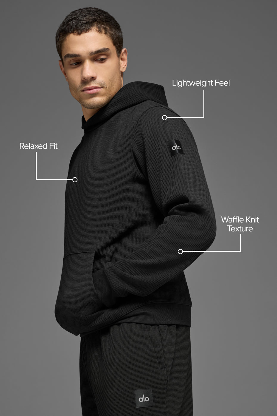 Waffle Lounge Hoodie - Black product image 2, provided for visual reference and product detail review