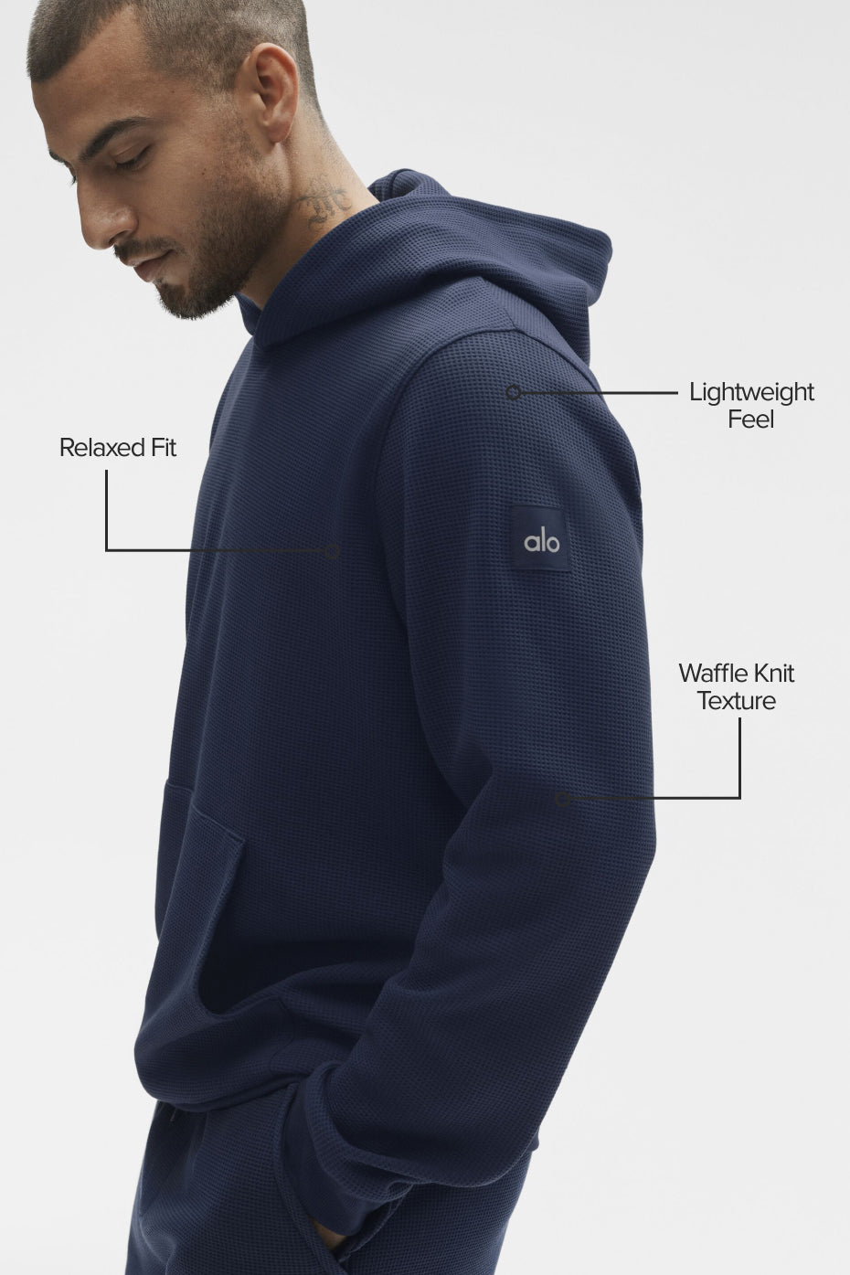 Waffle Lounge Hoodie - Navy product image 2, provided for visual reference and product detail review