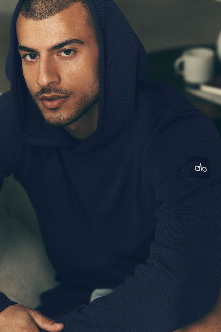 Waffle Lounge Hoodie - Navy product image 1, provided for visual reference and product detail review