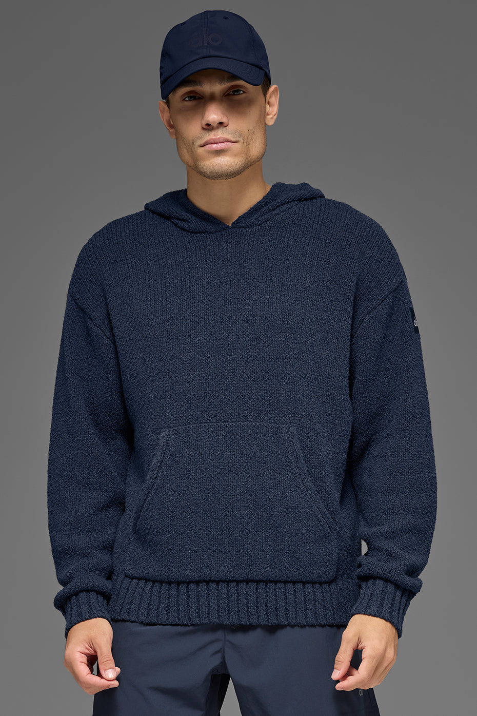 Textured Knit Hoodie - Navy product image 1, provided for visual reference and product detail review
